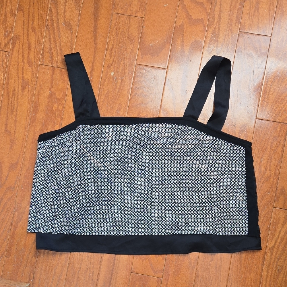 Blue B. Square Neck Glitz Me Crop Top. Large. NWT